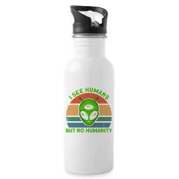 Ich sehe Menschen keine Menschlichkeit Alien Gesch - Trinkflasche mit integriertem Trinkhalm - Weiß - Rechts