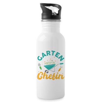 Gartenchefin Garten Chefin Gärtner Gärtnerin - Trinkflasche mit integriertem Trinkhalm - Weiß - Rechts