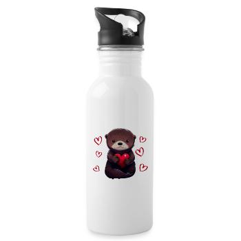 I steal hearts Otter - Water bottle with straw - white - Right