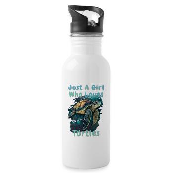 Turtle Sea Ocean Just A Girl Who Loves Turtles - Trinkflasche mit integriertem Trinkhalm - Weiß - Rechts