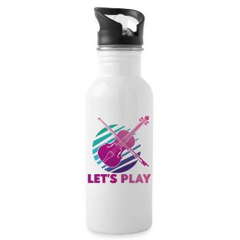 Violin Violinist Retro 80s 90s - Water bottle with straw - white - Right
