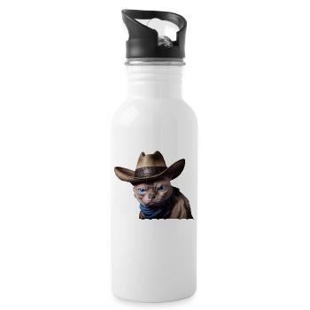 Meowdy Funny cat Meme for Cat Lovers - Water bottle with straw - white - Right