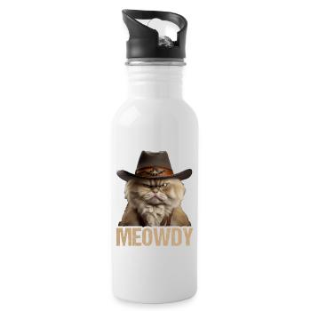 Meowdy Funny cat Meme for Cat Lovers - Water bottle with straw - white - Right