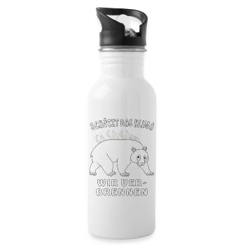 EISBÄR SCHÜTZT DAS KLIMA WIR VERBRENNEN - Trinkflasche mit integriertem Trinkhalm - Weiß - Rechts