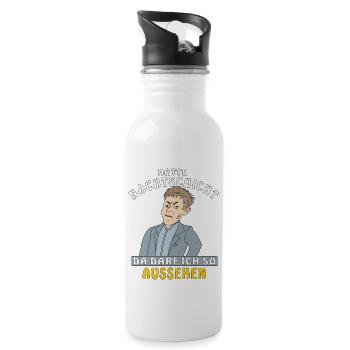 MANN HATTE NACHTSCHICHT - Trinkflasche mit integriertem Trinkhalm - Weiß - Rechts