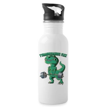 Tyrannosaurus Flex Bodybuilding Fitness Gym - Trinkflasche mit integriertem Trinkhalm - Weiß - Rechts