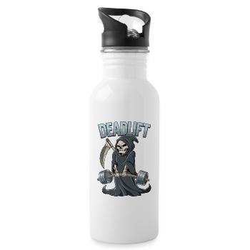 Deadlift Bodybuilding Fitness Gym - Trinkflasche mit integriertem Trinkhalm - Weiß - Rechts
