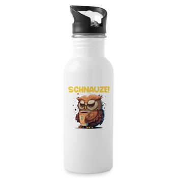 Nachtschicht Kaffee Eule Nachtdienst Schichtarbeit - Trinkflasche mit integriertem Trinkhalm - Weiß - Rechts