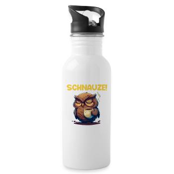 Nachtschicht Kaffee Eule Nachtdienst Schichtarbeit - Trinkflasche mit integriertem Trinkhalm - Weiß - Rechts