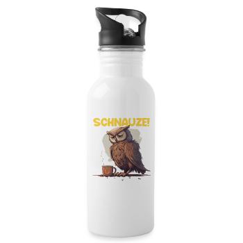Nachtschicht Kaffee Eule Nachtdienst Schichtarbeit - Trinkflasche mit integriertem Trinkhalm - Weiß - Rechts