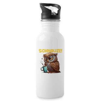 Nachtschicht Kaffee Eule Nachtdienst Schichtarbeit - Trinkflasche mit integriertem Trinkhalm - Weiß - Rechts