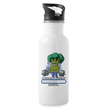 Brokkoli Muskeln Aufbauen Bodybuilding Fitness Gym - Trinkflasche mit integriertem Trinkhalm - Weiß - Rechts