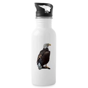 Cool polygon design with a bald eagle - Water bottle with straw - white - Right