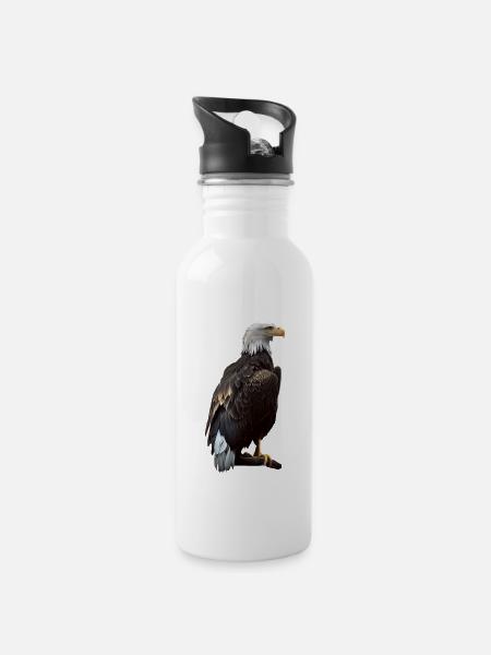 Cooles Polygon Design Mit Einem Weißkopfseeadler - Trinkflasche mit integriertem Trinkhalm - Weiß