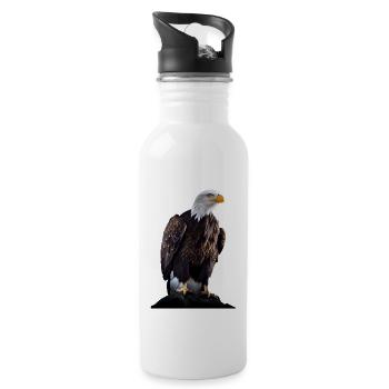 Cool polygon design with a bald eagle - Water bottle with straw - white - Right