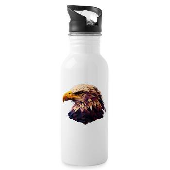 Cool polygon design with a bald eagle - Water bottle with straw - white - Right