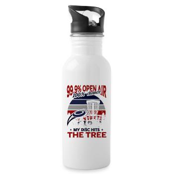Meine Disc trifft den Baum - Trinkflasche mit integriertem Trinkhalm - Weiß - Rechts
