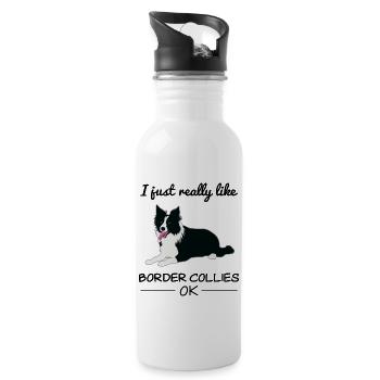 Border Collie Dog Dog Lovers Citation Cadeau - Gourde avec paille intégrée - blanc - Droite