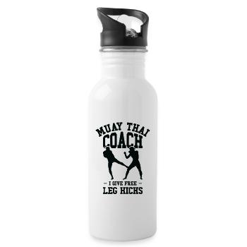 Muay Thai Trainer Kickboxing Instruktor Kampfsport - Trinkflasche mit integriertem Trinkhalm - Weiß - Rechts