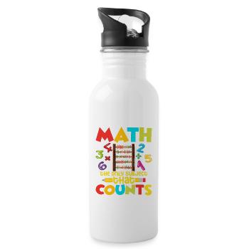 Math Is The Only Subject That Counts Education Mat - Water bottle with straw - white - Right