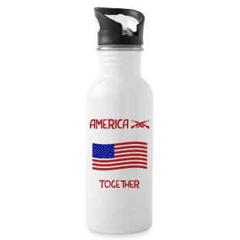 AMERIKA IST EINE MELODIE, DIE ZUSAMMEN GESUNGEN WERDEN MUSS - Trinkflasche mit integriertem Trinkhalm - Weiß - Rechts