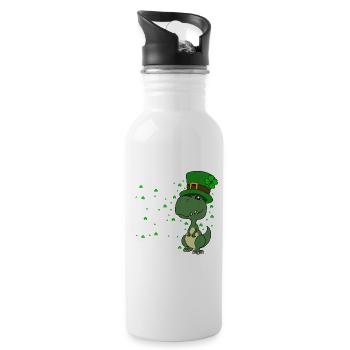 Dinosaur St. Patrick's Day Dino - Water bottle with straw - white - Right