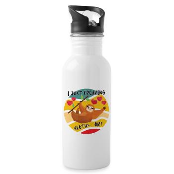 I Just Freaking Love Sloths Okay Funny Cute Animal - Water bottle with straw - white - Right