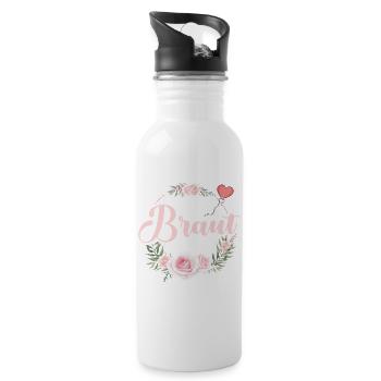 Braut Tshirt JGA Frauen Bride Shirt Poltern Braut - Trinkflasche mit integriertem Trinkhalm - Weiß - Rechts