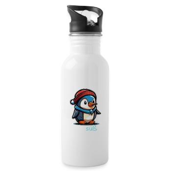 Pinguin Penguin Jungen Mädchen Zoo Süßer Spruch - Trinkflasche mit integriertem Trinkhalm - Weiß - Rechts