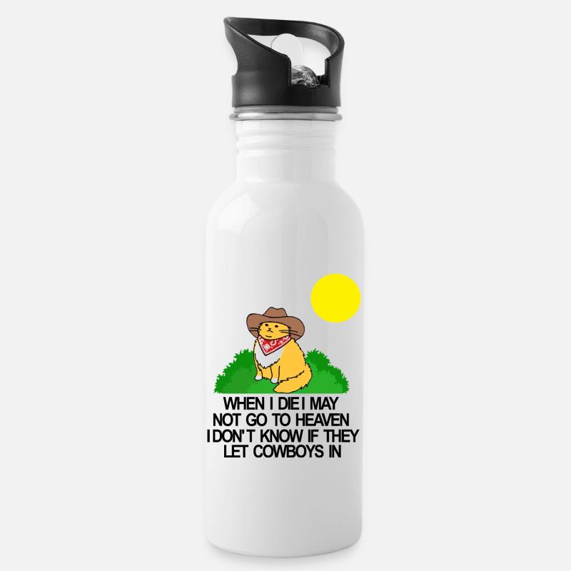 Cowboy cat - Water bottle with straw - white