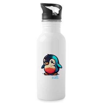 Pinguin Penguin Jungen Mädchen Zoo Süßer Spruch - Trinkflasche mit integriertem Trinkhalm - Weiß - Rechts