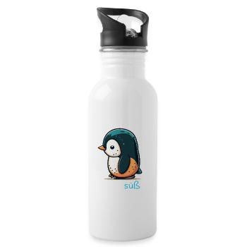 Pinguin Penguin Jungen Mädchen Zoo Süßer Spruch - Trinkflasche mit integriertem Trinkhalm - Weiß - Rechts
