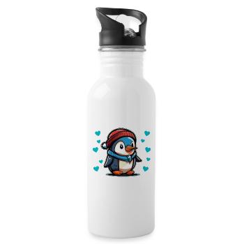 Pinguin Penguin Jungen Mädchen Zoo Polar Antarktis - Trinkflasche mit integriertem Trinkhalm - Weiß - Rechts