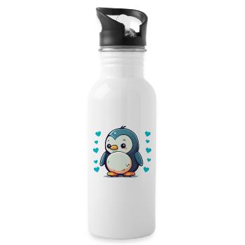 Pinguin Penguin Jungen Mädchen Zoo Polar Antarktis - Trinkflasche mit integriertem Trinkhalm - Weiß - Rechts