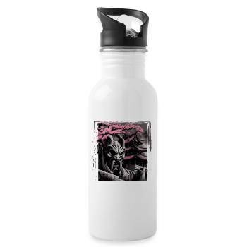 Vintage Japanese Sakura Cherry Blossom Temple - Water bottle with straw - white - Right
