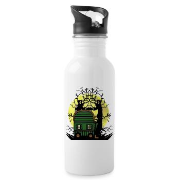 Bauwagen Vollmond Natur Naturliebhaber Baum - Trinkflasche mit integriertem Trinkhalm - Weiß - Rechts