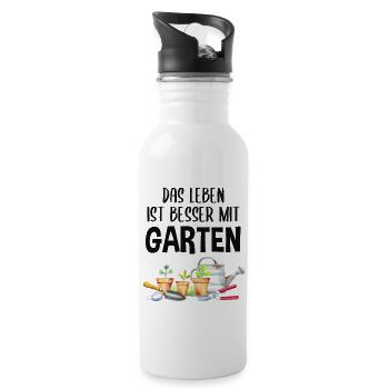 Garten Spruch Hobby Gärtner Geschenkidee - Trinkflasche mit integriertem Trinkhalm - Weiß - Rechts