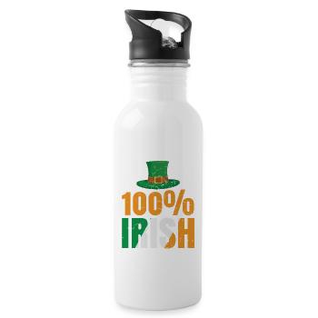 One hundred percent Irish for St. Patrick's Day fans - Water bottle with straw - white - Right