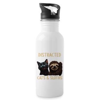 Easily distracted by cats and sloths - Water bottle with straw - white - Right