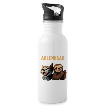 Leicht Ablenkbar durch Katzen Und Faultiere - Trinkflasche mit integriertem Trinkhalm - Weiß - Rechts