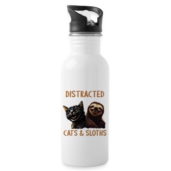 Easily distracted by cats and sloths - Water bottle with straw - white - Right