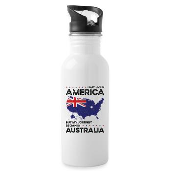 Geboren Australien Australien Amerikanisch USA - Trinkflasche mit integriertem Trinkhalm - Weiß - Rechts