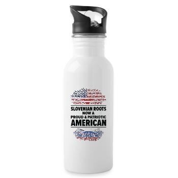 Geboren slowenisch Slowenien amerikanisch USA - Trinkflasche mit integriertem Trinkhalm - Weiß - Rechts