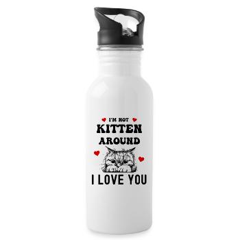 I'm not kitten around i love you Valentine's Day - Water bottle with straw - white - Right