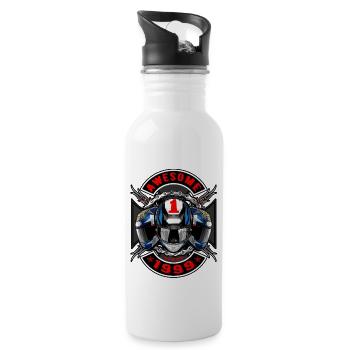 Awesome since 1999, biker's birthday - Water bottle with straw - white - Right