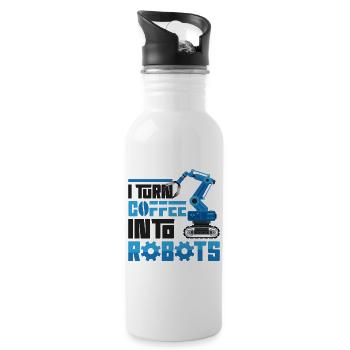 Robot Robotics Engineer Coffee I - Water bottle with straw - white - Right