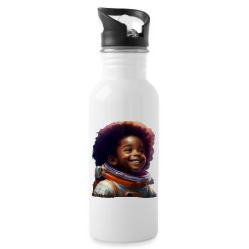Kleiner Astronaut - Trinkflasche mit integriertem Trinkhalm - Weiß - Rechts