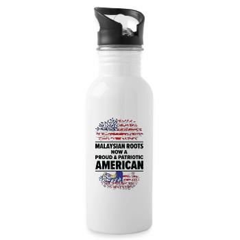 Geboren malaysisch Malaysia amerikanisch USA - Trinkflasche mit integriertem Trinkhalm - Weiß - Rechts