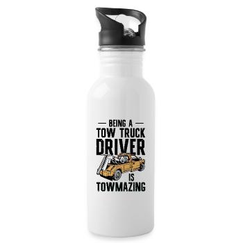 Amazing Tow Truck Driver Trucking Operator - Water bottle with straw - white - Right