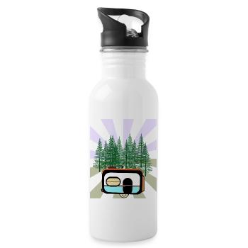 Wohnwagen Campingwagen Bauwagen Naturliebhaber Öko - Trinkflasche mit integriertem Trinkhalm - Weiß - Rechts